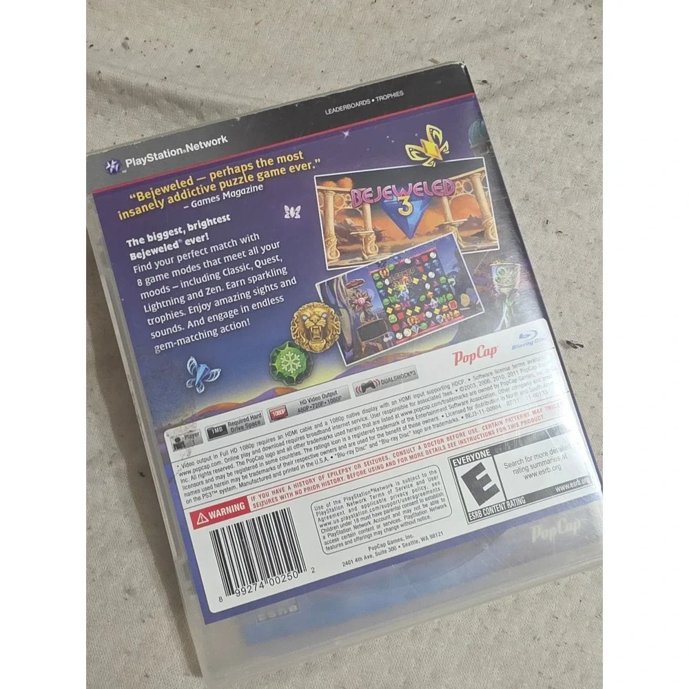 Bejeweled 3 Sony PlayStation 3 PS3 Game with Zuma and‎ Feeding Frenzy 2 PopCap